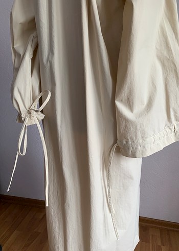 Bej Keten Elbise - Görsel 8