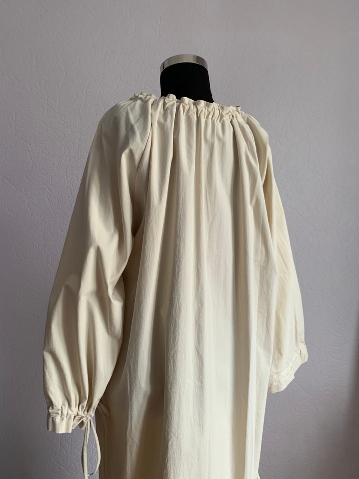 Bej Keten Elbise - Görsel 5