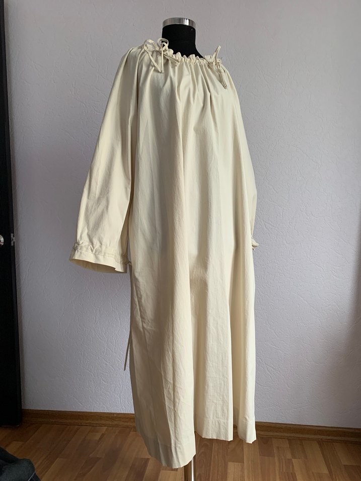 Bej Keten Elbise - Görsel 3