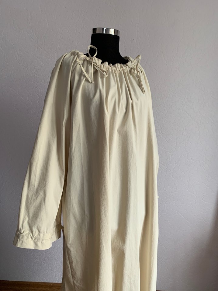 Bej Keten Elbise - Görsel 4