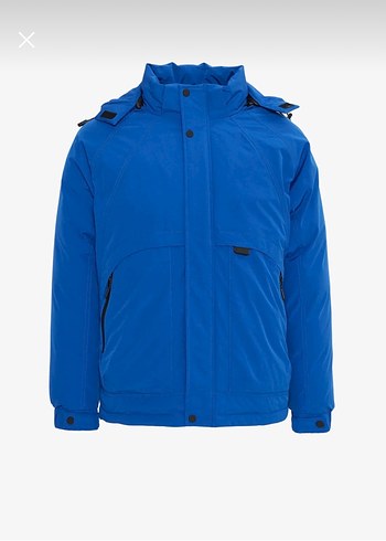 Erkek Mavi Kapüşonlu Rahat Mont - Görsel 7