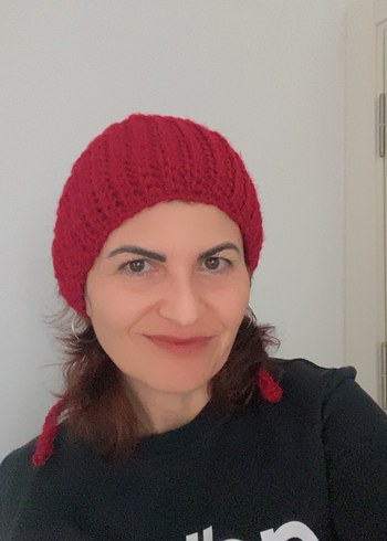 Bordo Örgü retro bandana - Görsel 2