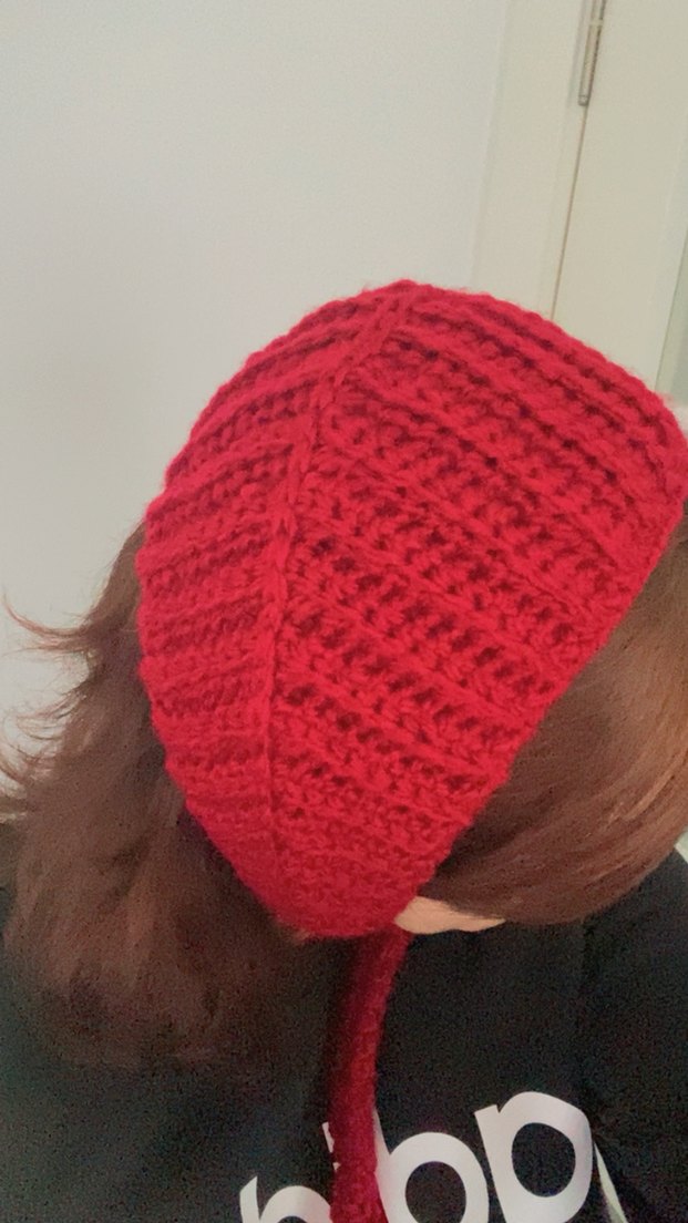 Bordo Örgü retro bandana - Görsel 3