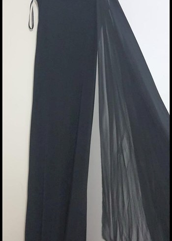 Siyah Nakışlı Straplez Uzun Abiye Elbise - Görsel 3