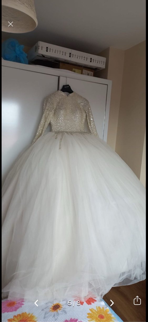 İnci işlemeli Prenses Gelinlik - Görsel 5