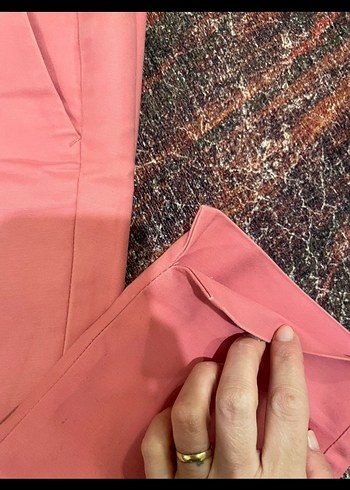 Pembe Midi Kadın Kumaş Pantolon - Görsel 2