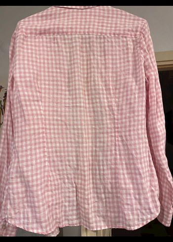 Pembe Uzun Kollu Keten Gömlek - Görsel 3