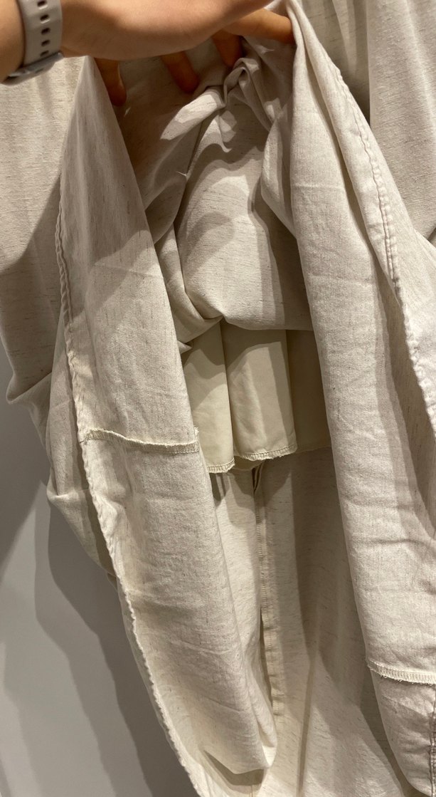 Bej Keten Uzun Askılı Elbise - Görsel 2