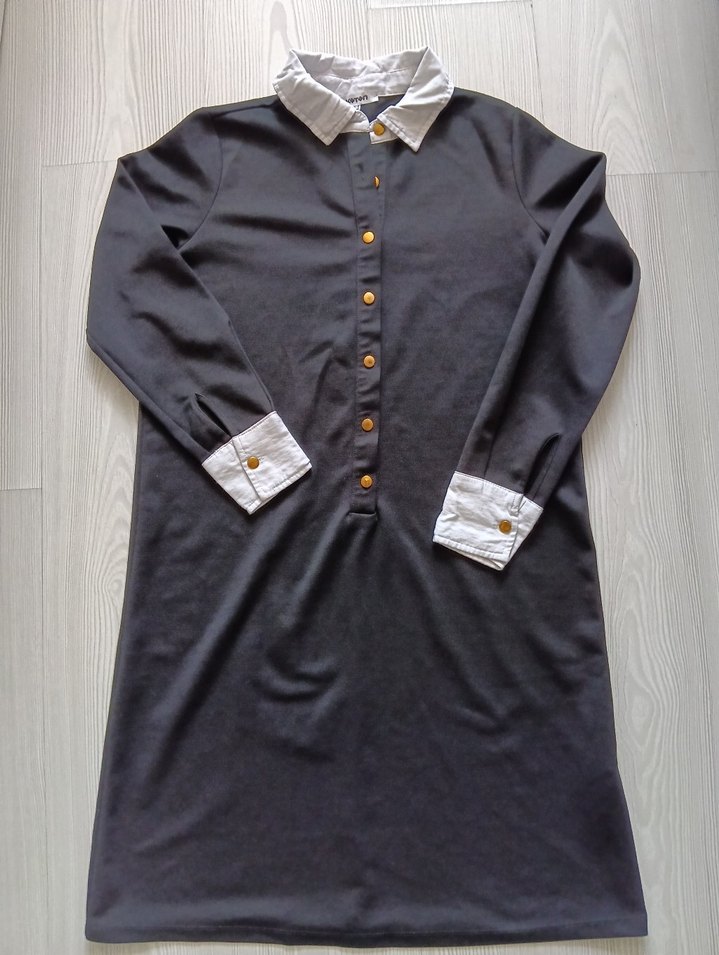 uzun Kollu Düğmeli Ofis Elbisesi - Görsel 2