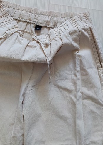 Bej Kadın Keten Salaş Pantolon - Görsel 3