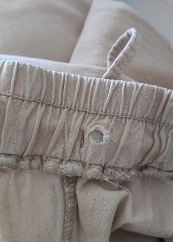 Bej Kadın Keten Salaş Pantolon - Görsel 4