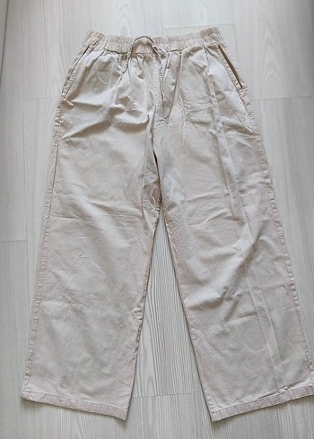 Bej Kadın Keten Salaş Pantolon - Görsel 2