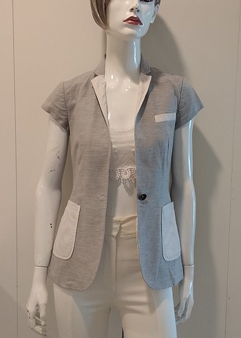 Rag & Bone Gri Kisa Kollu Mini Blazer