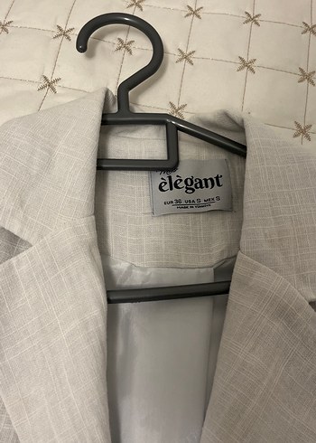 Bej Keten Düğmeli Kadın Blazer Ceket - Görsel 3