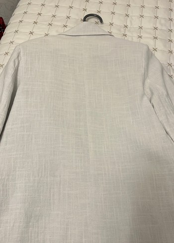 Bej Keten Düğmeli Kadın Blazer Ceket - Görsel 4