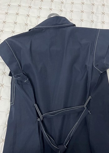 Düğmeli Lacivert Kısa Kollu Denim Gömlek - Görsel 3