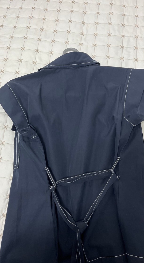 Düğmeli Lacivert Kısa Kollu Denim Gömlek - Görsel 3