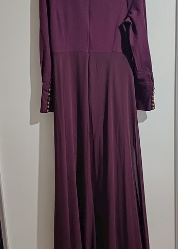 Bordo İşlemeli Uzun Kadın Elbise - Görsel 2