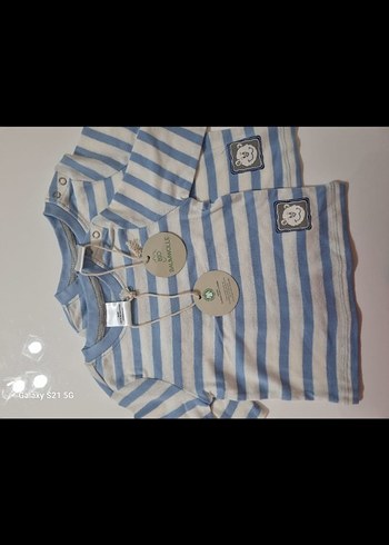 Erkek Bebek Mavi Çizgili Uzun Kollu Body - Görsel 2