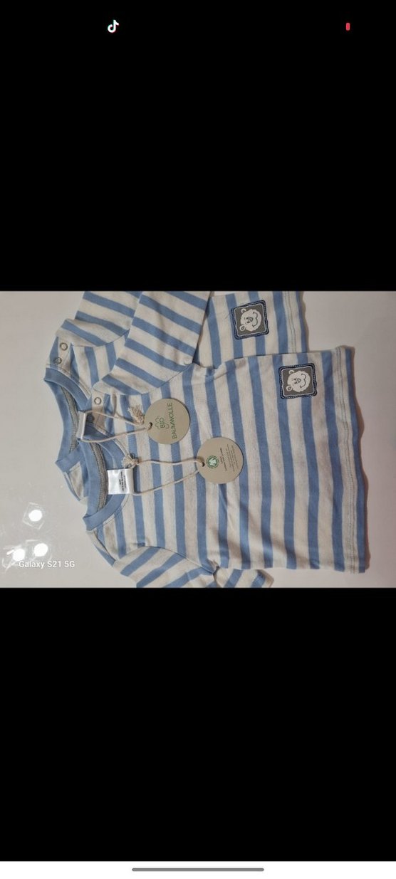 Erkek Bebek Mavi Çizgili Uzun Kollu Body - Görsel 2