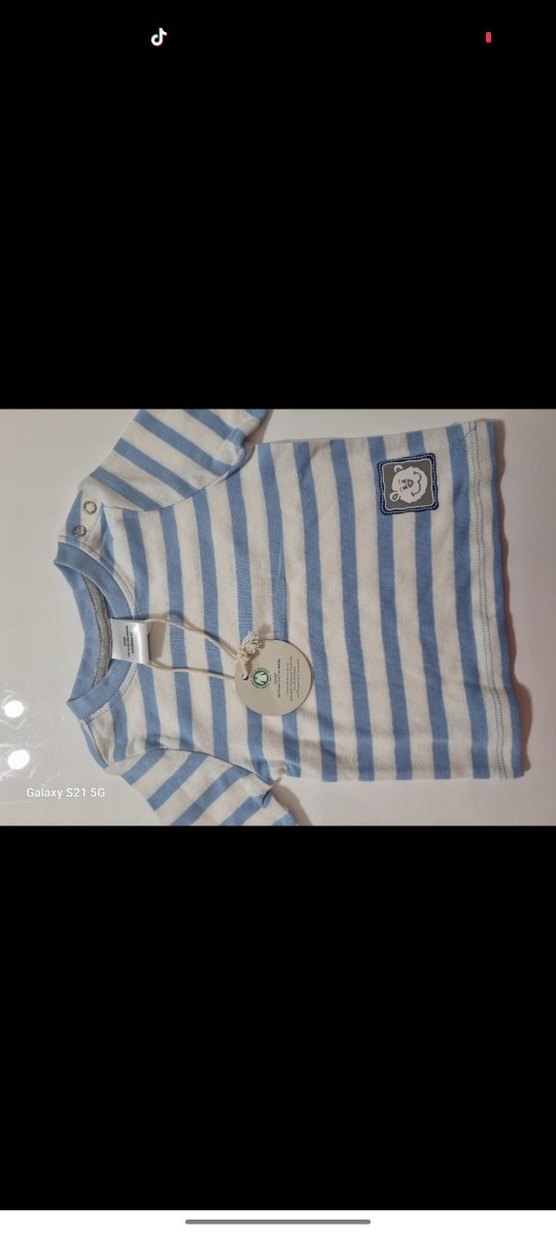 Erkek Bebek Mavi Çizgili Uzun Kollu Body - Görsel 4