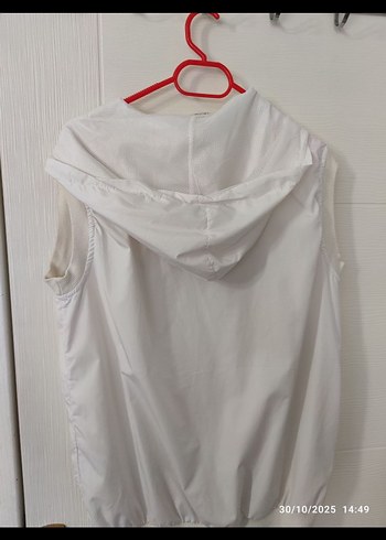 Beyaz Adidas Kapüşonlu Kolsuz Yelek - Görsel 4