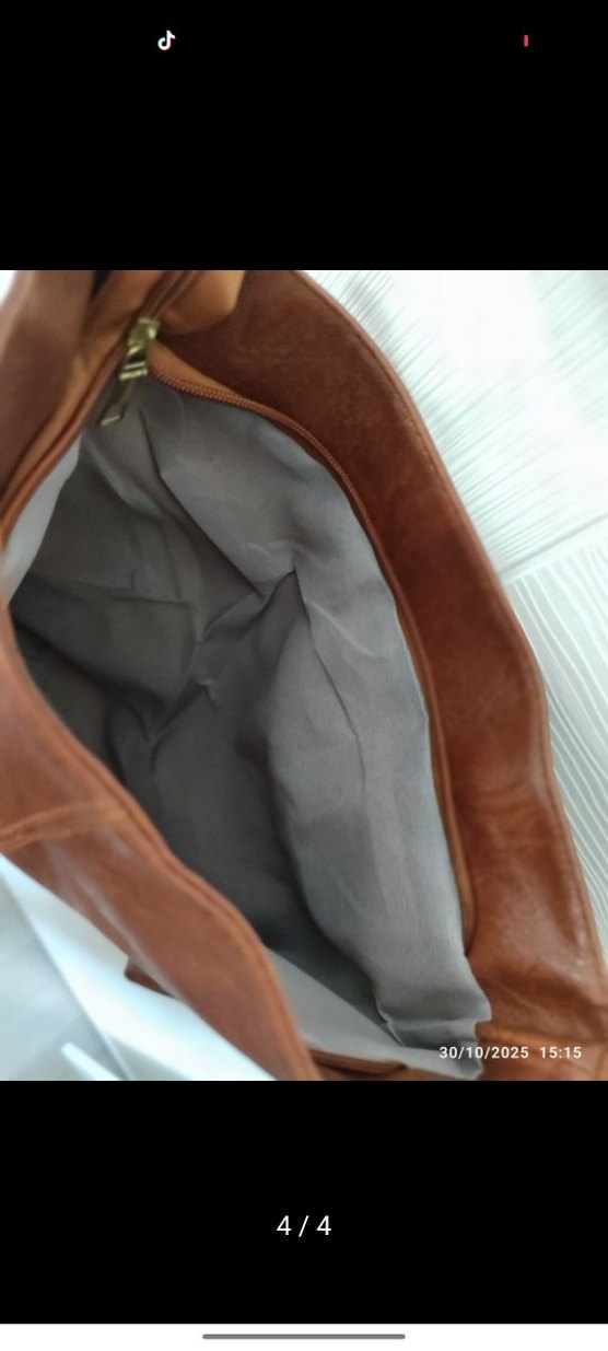 Kahverengi Deri Bohem Kadın Çanta - Görsel 4