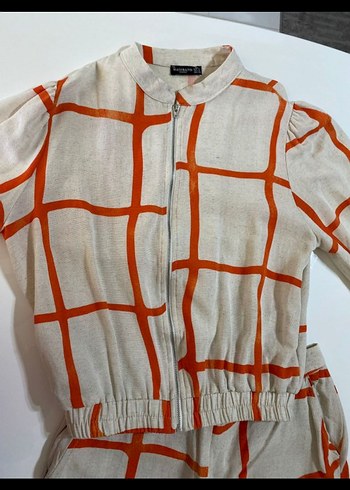 Kadın Ekose Keten Takım - Görsel 3