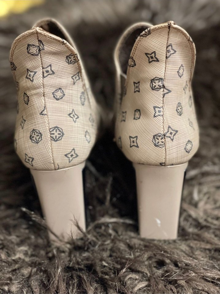 Bej Desenli Kadın Topuklu Botlar - Görsel 3