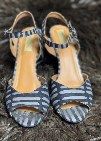 Parlak Mavi Bağlamalı Kadın Topuklu Sandalet - Görsel 4