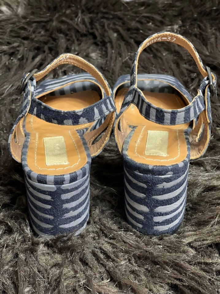 Parlak Mavi Bağlamalı Kadın Topuklu Sandalet - Görsel 5