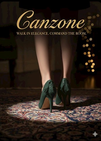 Canzone Şık Yeşil Süet Topuklu Ayakkabı - Arkası Bağcıklı - Görsel 2