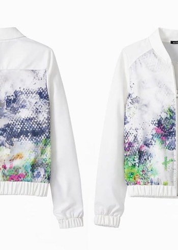 Şeffaf Beyaz Tie-Dye Midi Kadın Ceket - Görsel 2