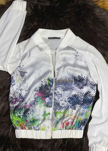 Şeffaf Beyaz Tie-Dye Midi Kadın Ceket - Görsel 3