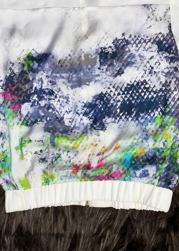 Şeffaf Beyaz Tie-Dye Midi Kadın Ceket - Görsel 4