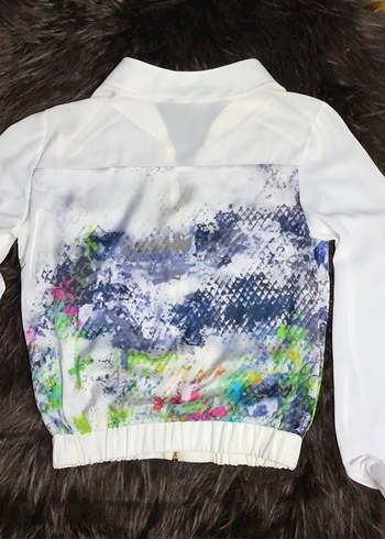 Şeffaf Beyaz Tie-Dye Midi Kadın Ceket - Görsel 6