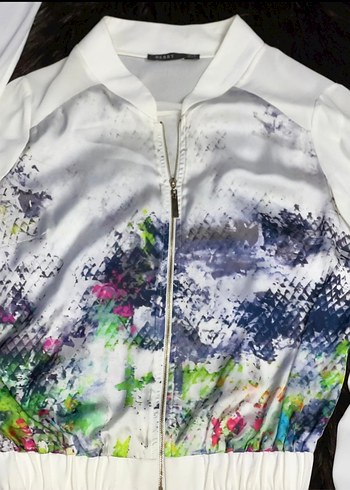 Şeffaf Beyaz Tie-Dye Midi Kadın Ceket - Görsel 7