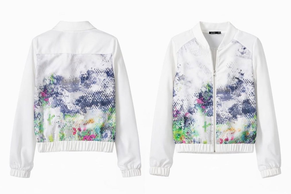 Şeffaf Beyaz Tie-Dye Midi Kadın Ceket - Görsel 2