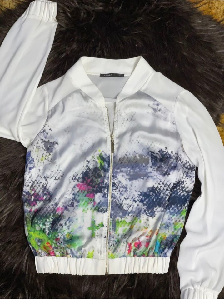 Şeffaf Beyaz Tie-Dye Midi Kadın Ceket - Görsel 3