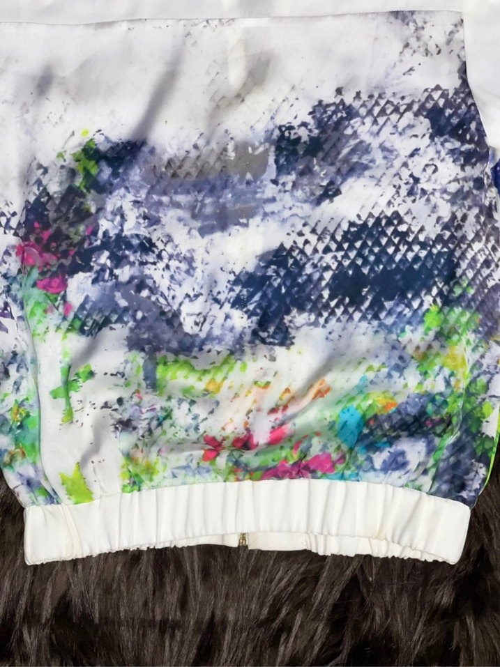 Şeffaf Beyaz Tie-Dye Midi Kadın Ceket - Görsel 4