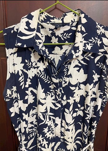 Nautica Çiçek Desenli Lacivert-Beyaz Elbise - M Beden - Yepyeni - Görsel 4