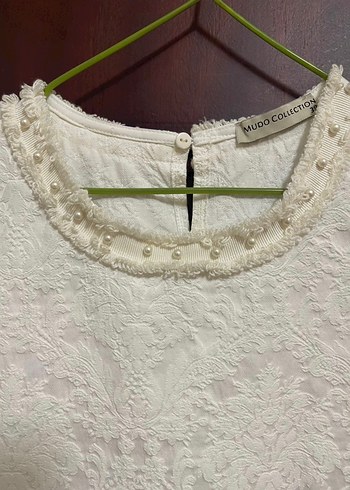 Mudo Collection İnci Detaylı Jakarlı Beyaz Elbise - 38 Beden - Görsel 7