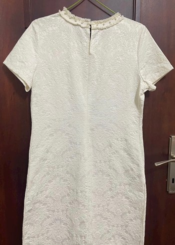 Mudo Collection İnci Detaylı Jakarlı Beyaz Elbise - 38 Beden - Görsel 8