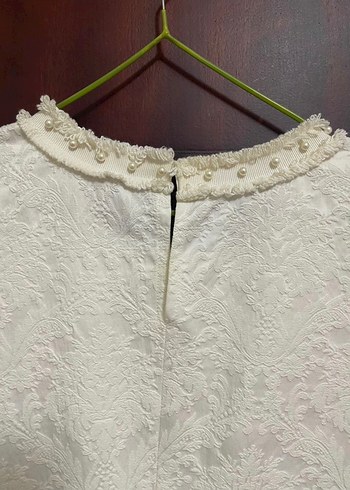 Mudo Collection İnci Detaylı Jakarlı Beyaz Elbise - 38 Beden - Görsel 5