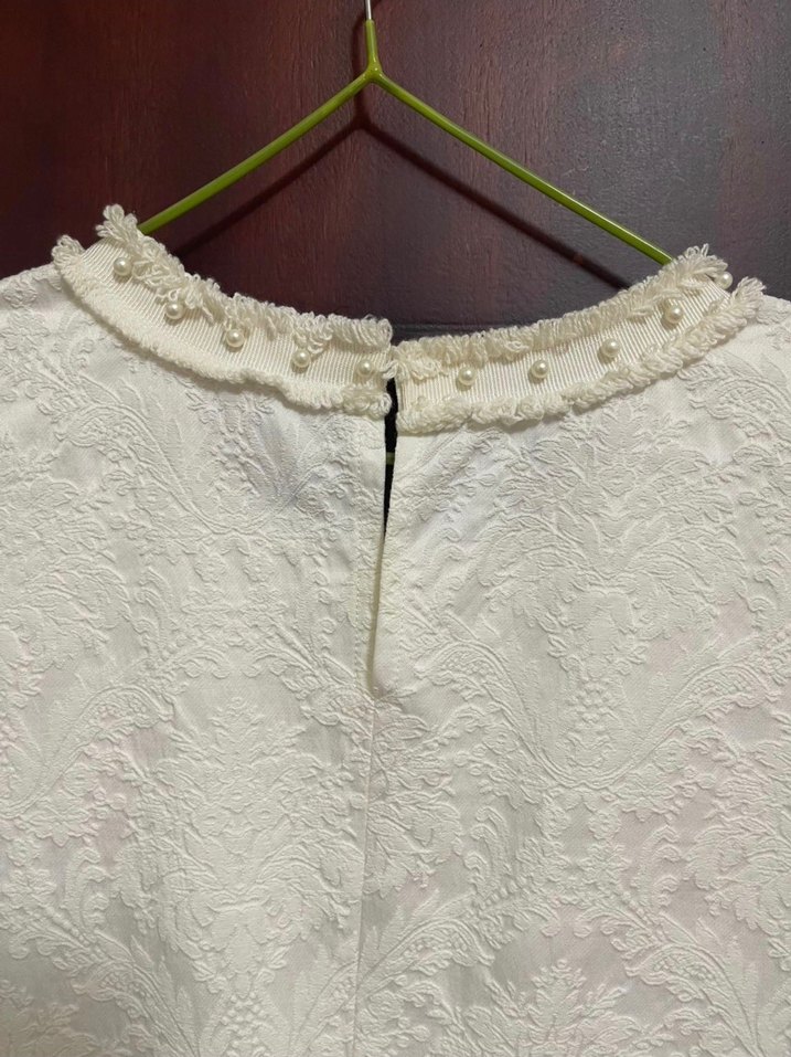 Mudo Collection İnci Detaylı Jakarlı Beyaz Elbise - 38 Beden - Görsel 5