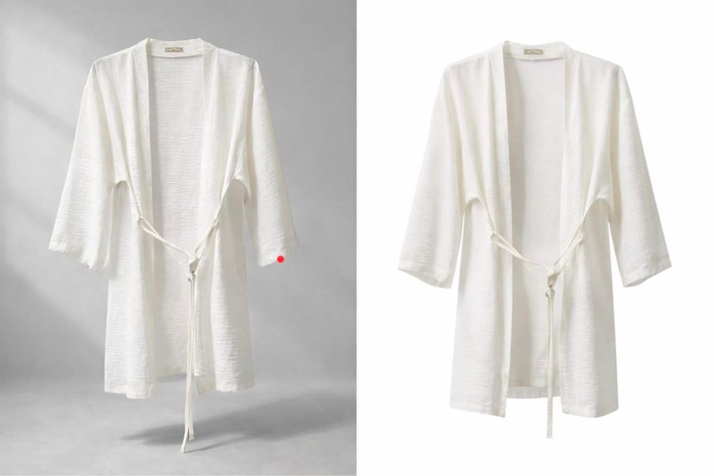 Beyaz Keten Kuşaklı Kadın Kimono - Görsel 2