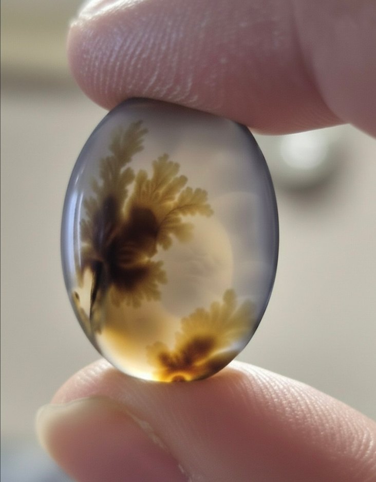 Muhteşem Manzaralı Doğal Dendritli Akik Taşı (Şecer Akik) - Görsel 3