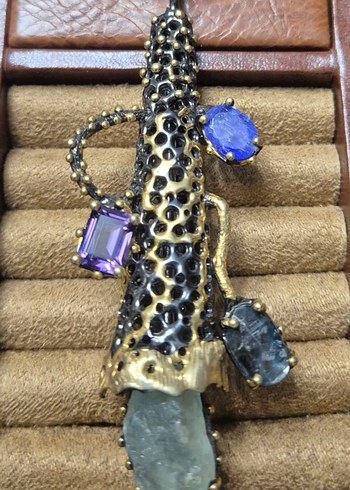 El Yapımı 925 Ayar Hit Gümüş Kolye  Doğal Taşlı Özel Tasarım - Görsel 6