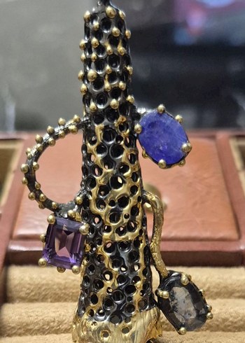 El Yapımı 925 Ayar Hit Gümüş Kolye  Doğal Taşlı Özel Tasarım - Görsel 5