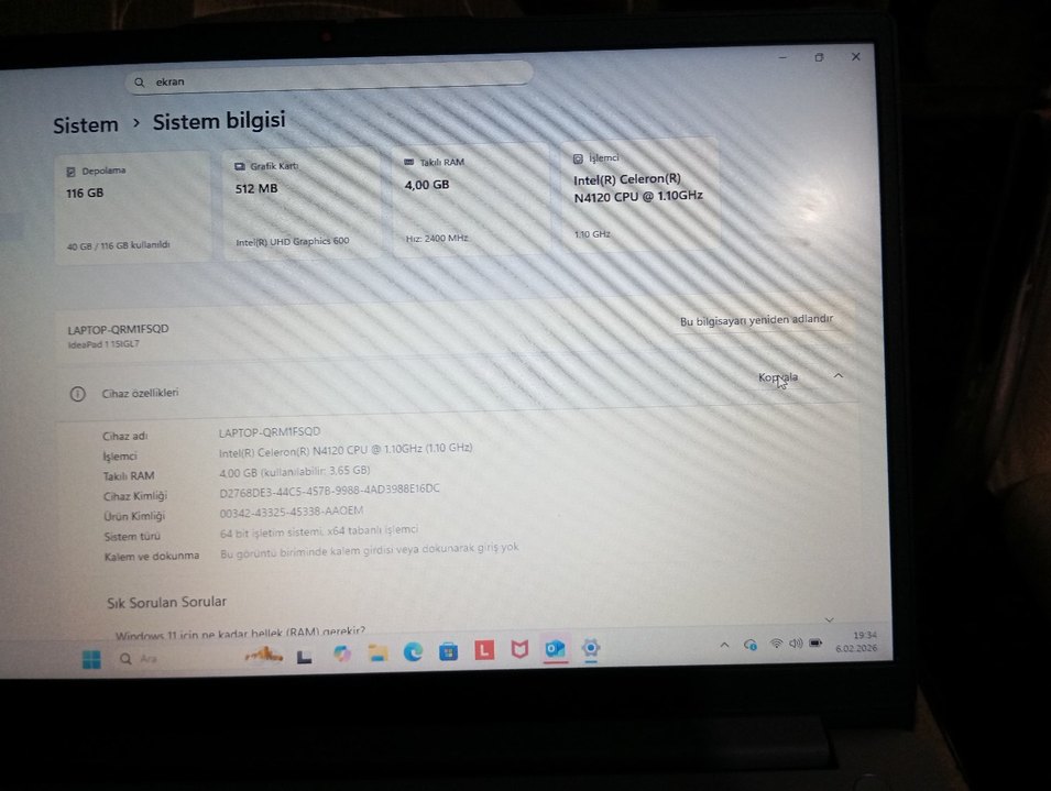 Gri Lenovo Dizüstü Bilgisayar - Görsel 3